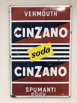 Rare Vintage Old Original Cinzano Enamel Sign Large Version
