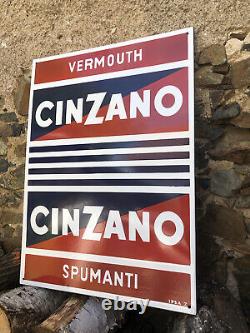 Rare Vintage Old Original Cinzano Spumanti Heavy Enamel Sign Large, Martini