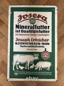 Rare Vintage Old Original Josera Catle Animal Food Farming Tin Sign Not Enamel