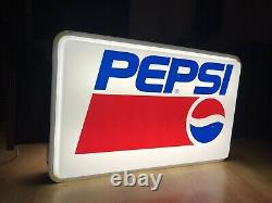 Rare Vintage Old Original PEPSI Cola Light Sign Not Enamel BIG