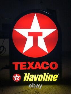 Rare Vintage Old Original Texaco Motor Oil Garage Light Sign Not Enamel NOS