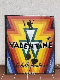 Rare Vintage Old Original Valentine Peintures Paints Double Sided Enamel Sign