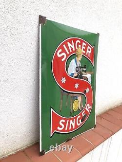 Rare Vintage Original 1930s Singer Sewing Machines Advertising Enamel Sign