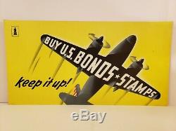 Rare Vintage Original 1942 WWII U. S War Bonds Sign US Government Printing Office