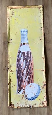 Rare Vintage Original 1950's Pepsi Embossed Tin Advertising Sign