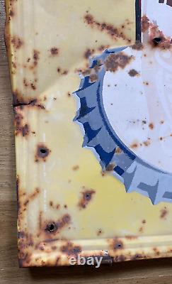Rare Vintage Original 1950's Pepsi Embossed Tin Advertising Sign