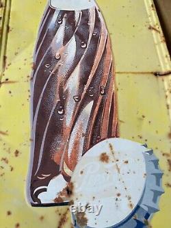 Rare Vintage Original 1950's Pepsi Embossed Tin Advertising Sign