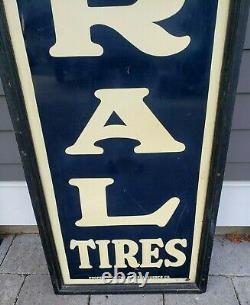 Rare Vintage Original FEDERAL TIRES Sign with Wood Frame