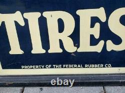 Rare Vintage Original FEDERAL TIRES Sign with Wood Frame