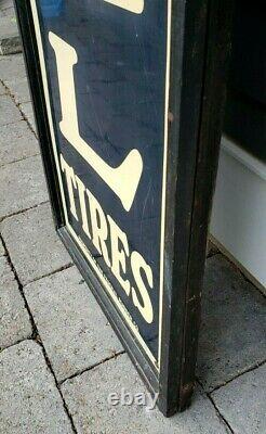 Rare Vintage Original FEDERAL TIRES Sign with Wood Frame