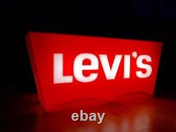 Rare Vintage Original Levi's Shop Advertising Light Sign Not Enamel
