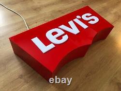 Rare Vintage Original Levi's Shop Advertising Light Sign Not Enamel