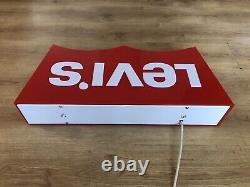 Rare Vintage Original Levi's Shop Advertising Light Sign Not Enamel