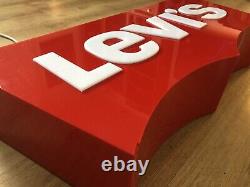 Rare Vintage Original Levi's Shop Advertising Light Sign Not Enamel