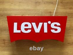 Rare Vintage Original Levi's Shop Advertising Light Sign Not Enamel