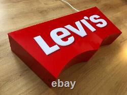 Rare Vintage Original Levi's Shop Advertising Light Sign Not Enamel