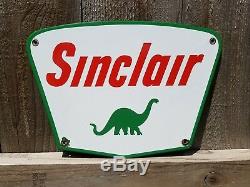 Rare Vintage Original Sinclair Dino 8.5 X 12 Porcelain Enamel Truck Pump Plate