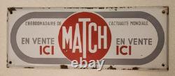 Rare Vintage Paris Match enamel advertising sign measures 16×6