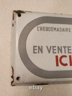 Rare Vintage Paris Match enamel advertising sign measures 16×6