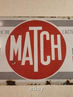 Rare Vintage Paris Match enamel advertising sign measures 16×6