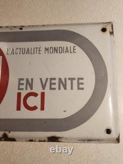 Rare Vintage Paris Match enamel advertising sign measures 16×6