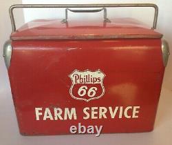 Rare Vintage Phillips 66 Farm Service Ice Chest Cooler Collectible Home Decor