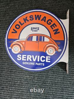 Rare Vintage Porcelain Double-sided Volkswagen Service Flange Sign