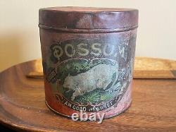 Rare Vintage Possum Round Tobacco Tin Advertising Tin Made USA empty-1469.24