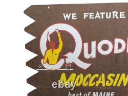 Rare Vintage Quoddy Moccasins Advertising Advertisement Wooden Board Sign