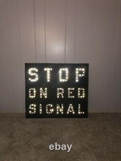 Rare Vintage Railroad Crossing Sign Stop On Red Signal Cat Eyes Reflectors