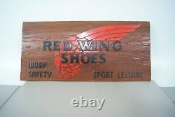 Rare Vintage Red Wing Shoes Wooden Sign 1960s Mancave Garage Cabin