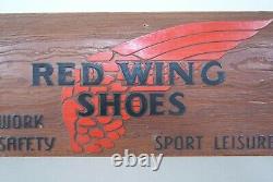 Rare Vintage Red Wing Shoes Wooden Sign 1960s Mancave Garage Cabin