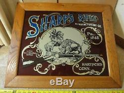 Rare! Vintage Sharp's Rifle, Breach Loader Buffalo Gun, Advertising Mirror Sign