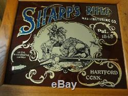 Rare! Vintage Sharp's Rifle, Breach Loader Buffalo Gun, Advertising Mirror Sign