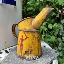 Rare Vintage Shell Robot Man Pint Oil Jug Pourer Automobilia Garage Motoring Old