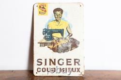 Rare Vintage Singer Sewing Machine Metal Advertising Sign