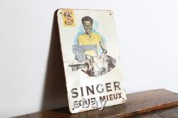 Rare Vintage Singer Sewing Machine Metal Advertising Sign