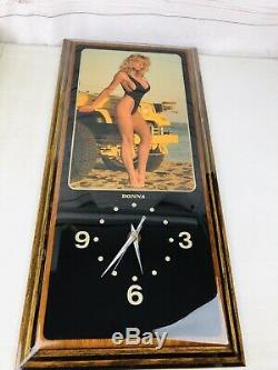 Rare Vintage Snap On Style Jebco Girly Pinup Girl Wood wall Clock USA