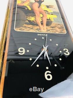 Rare Vintage Snap On Style Jebco Girly Pinup Girl Wood wall Clock USA
