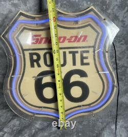 Rare Vintage Snap-On Tools Route 66 Neon Blue Clock Highway sign Wrench hands