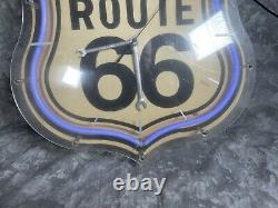 Rare Vintage Snap-On Tools Route 66 Neon Blue Clock Highway sign Wrench hands