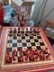 Rare Vintage Soviet Folk Art Handpainted Wooden Chess/Chequers/Bckgmn Set-473WLL