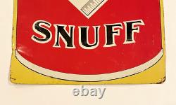 Rare Vintage Square Snuff Embossed Metal Sign Tobacciana Advertising