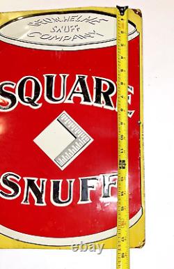 Rare Vintage Square Snuff Embossed Metal Sign Tobacciana Advertising