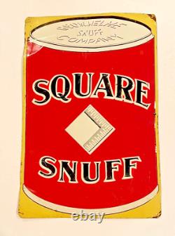 Rare Vintage Square Snuff Embossed Metal Sign Tobacciana Advertising