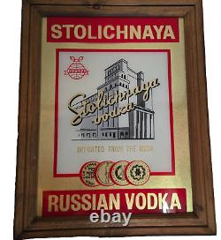 Rare Vintage Stolichnaya Bar Mirror Red & Metallic Gold USSR Vodka Advertising