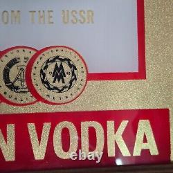 Rare Vintage Stolichnaya Bar Mirror Red & Metallic Gold USSR Vodka Advertising