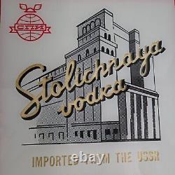 Rare Vintage Stolichnaya Bar Mirror Red & Metallic Gold USSR Vodka Advertising