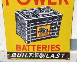 Rare Vintage Super Power Batteries Porcelain Enamel Sign Automobile Collectible