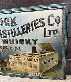Rare Vintage Tin Cork Ireland Whiskey Advertising Sign